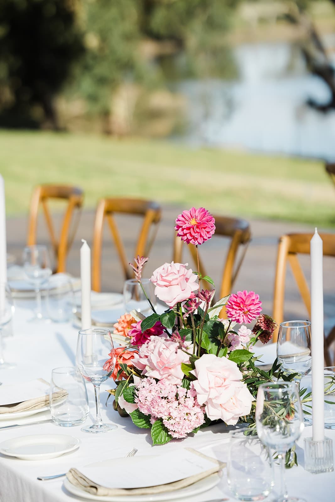Pink tabletop lunch