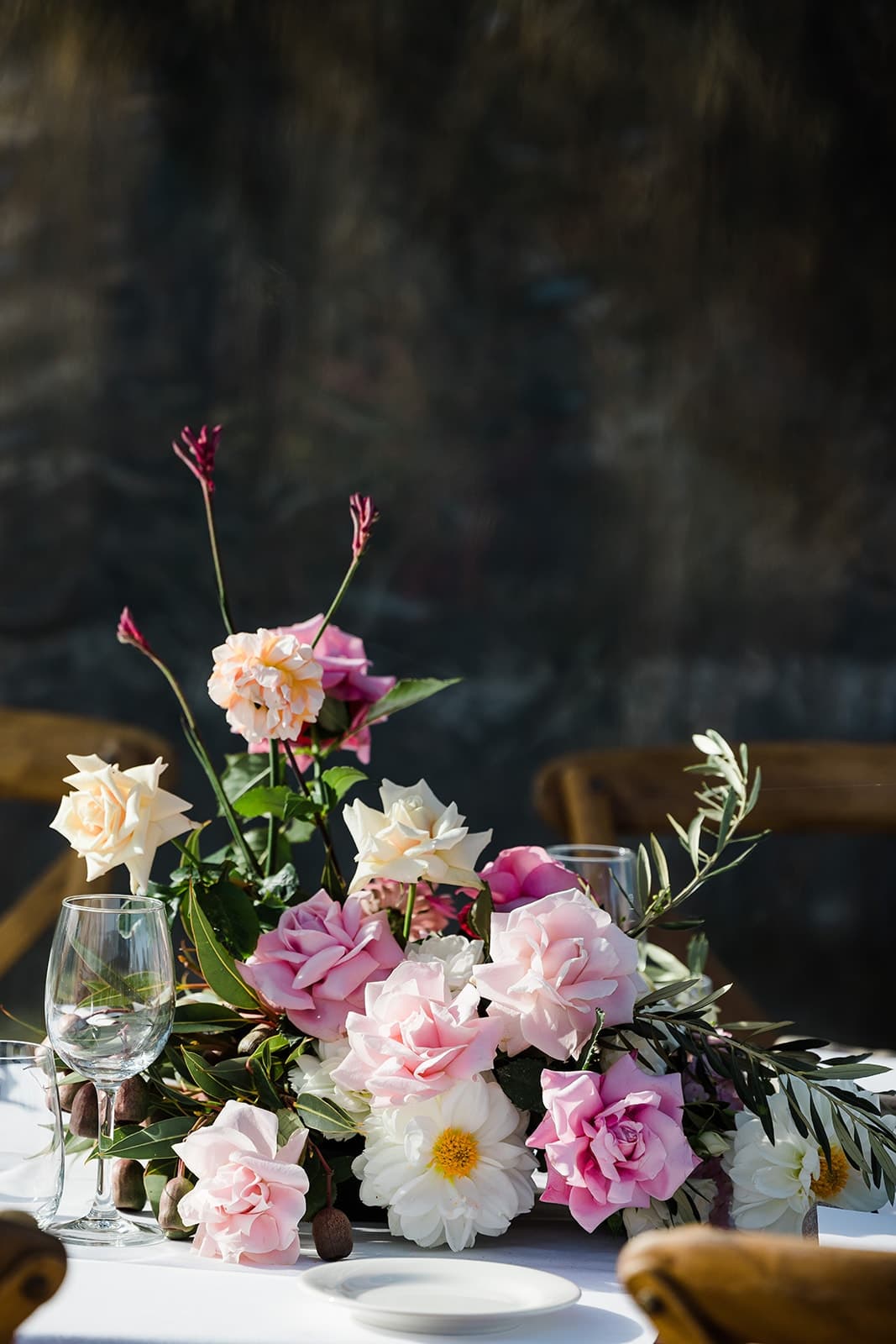 Pink tabletop lunch overview